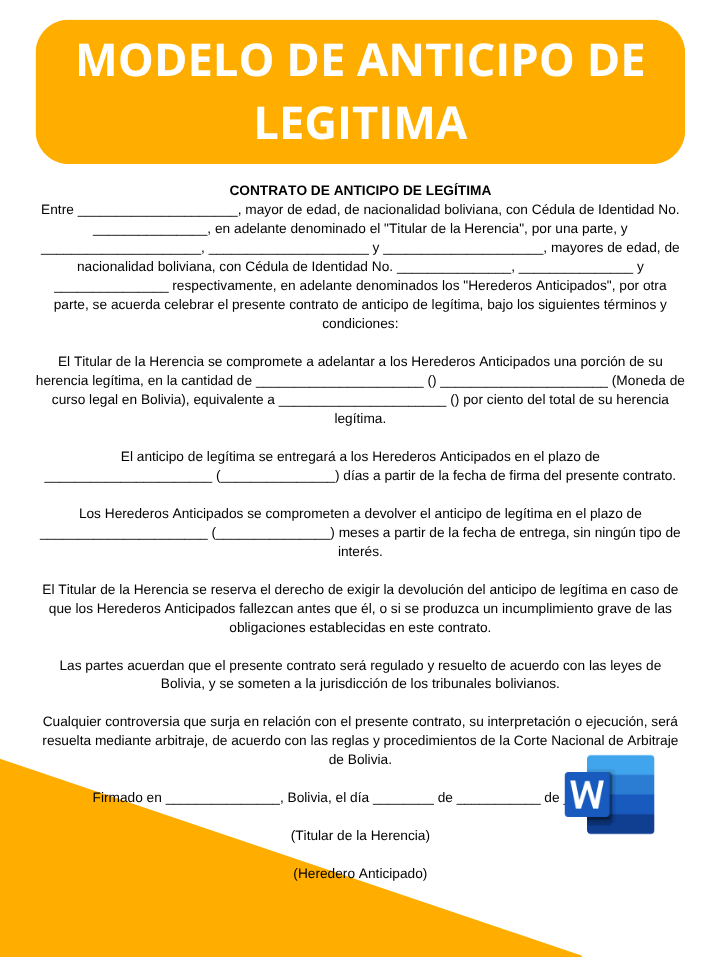 Anticipo de legitima Bolivia