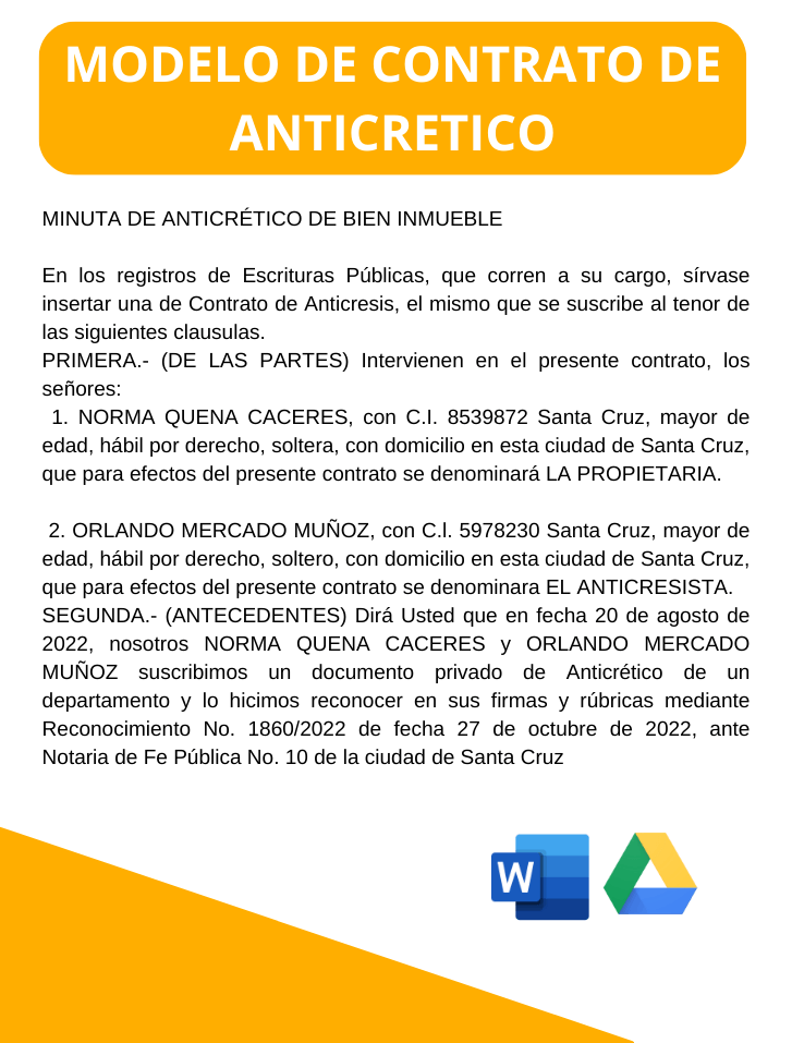 Modelo de contrato de anticrético