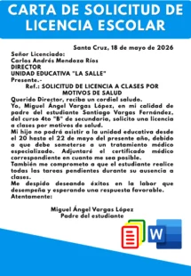 Solicitud de licencia escolar en Bolivia