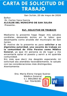 Solicitud de trabajo Bolivia