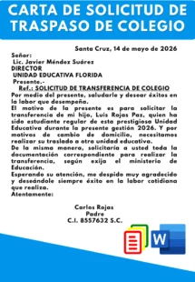 Solicitud de traslado de Colegio en Bolivia