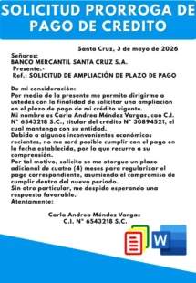 Solicitud de prórroga de pago de crédito